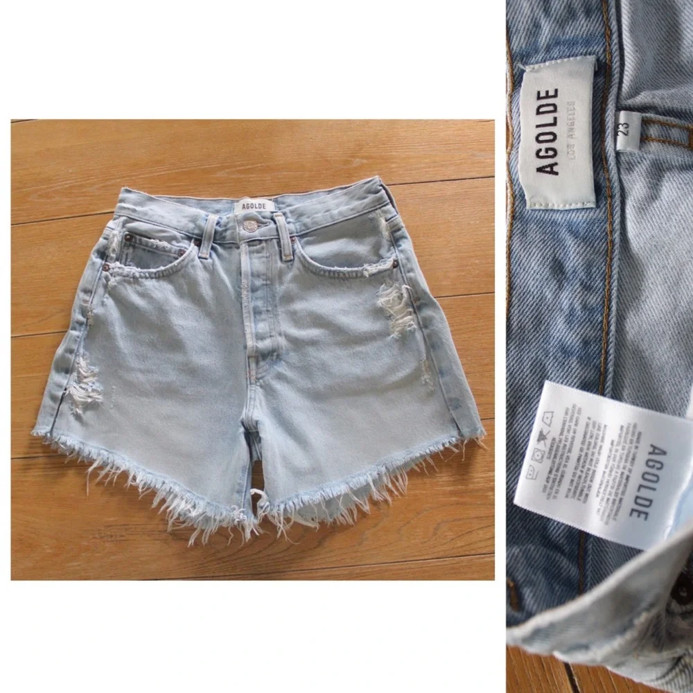 AGOLDE Parker Long Fringe Hem Shorts Preowned 23 00